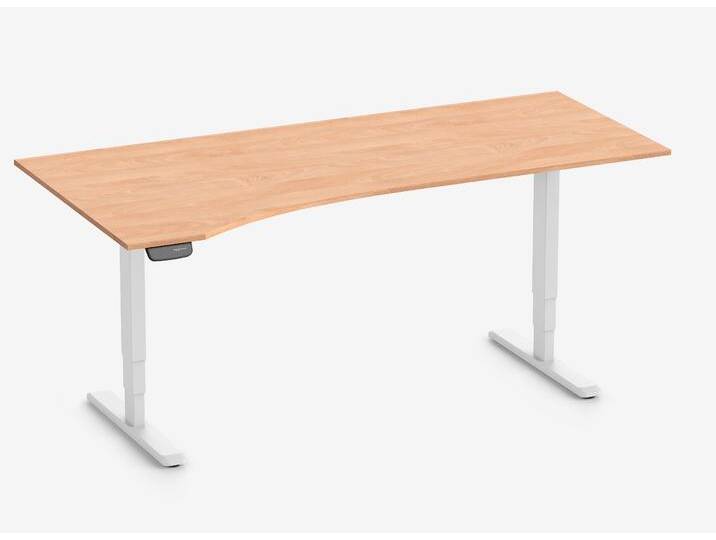 PRIMUS Freiformschreibtisch, Gestell Weiß 2000 x 800/1000 x 25 mm Buche, Ausführung Links von Ergolutions