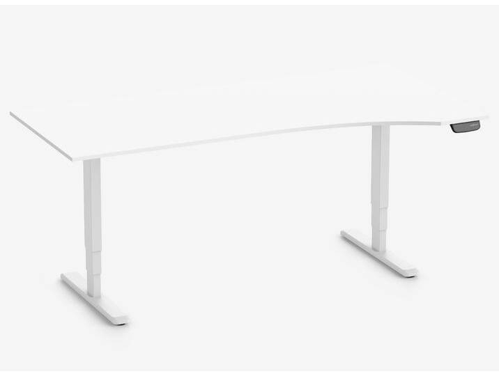 PRIMUS Freiformschreibtisch, Gestell Weiß 2000 x 800/1000 x 25 mm Topweiß, Ausführung Rechts von Ergolutions