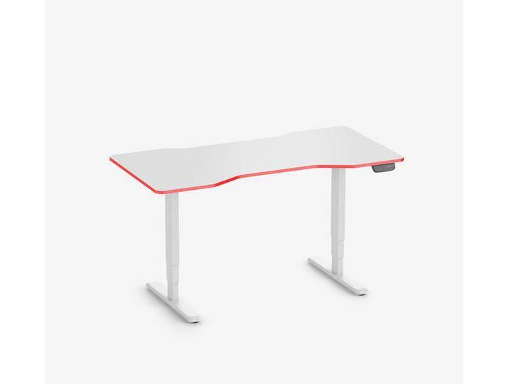 Primus Gamingschreibtisch Cockpit, Weiß Silk-Touch Fire Red 160x80 von Ergolutions