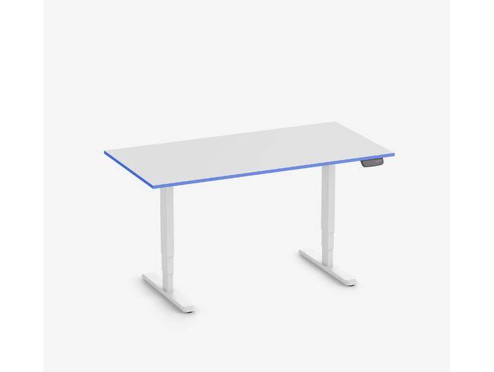 Primus Gamingschreibtisch Rechteck, Weiß Klassik Royal Blue 160x80 von Ergolutions