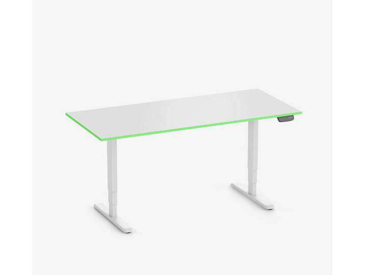 Primus Gamingschreibtisch Rechteck, Weiß Silk-Touch Acid Green 180x80 von Ergolutions