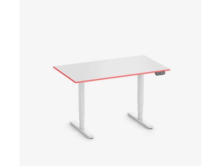 Primus Gamingschreibtisch Rechteck, Weiß Silk-Touch Fire Red 140x80 von Ergolutions