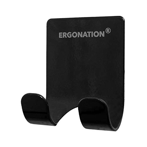 Ergonation Selbstklebender Rasiererhalter aus Edelstahl für Badezimmer, Dusche und Badewanne | Wasserdichter Halter/Wandhaken für Rasierer, Handtücher, Schlüssel, Regenschirme, Kabel (Schwarz, 1) von Ergonation