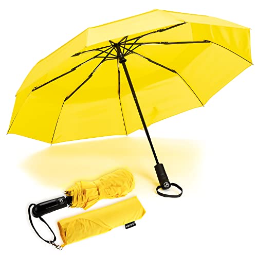 Ergonauts Regenschirm sturmfest - winddichter Doppel Baldachin Taschenschirm und Schirm Umbrella - Teflonbeschichtung, ergonomischer Griff und Auf-Zu-Automatik für Damen und Herren mit Tragehülle von Ergonauts