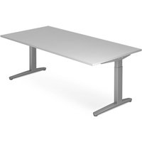 Schreibtisch, C-Fuß höhenverstellbar, BxT 2.000 x 1.000 mm, grau von Jungheinrich PROFISHOP