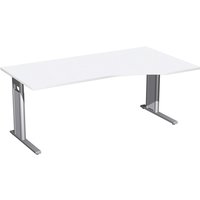 Schreibtisch Profi, C-Fuß, PC-Form, rechts, höhenverstellbar, BxT 1.800 x 800/1.000 mm, weiß von Jungheinrich PROFISHOP