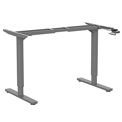 Desktopia Budget Höhenverstellbarer Schreibtisch | Per Kurbel verstellbares Tischgestell | Breite verstellbar für alle gängigen Tischplatten (Grau, Ohne Tischplatte) von Ergotopia