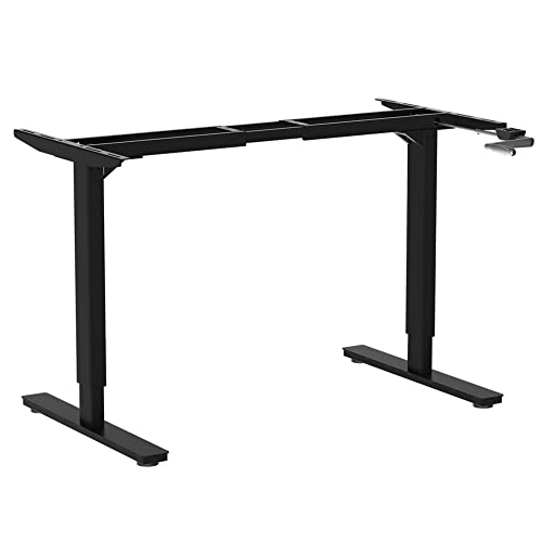 Desktopia Budget Höhenverstellbarer Schreibtisch | Per Kurbel verstellbares Tischgestell | Breite verstellbar für alle gängigen Tischplatten (Schwarz, Ohne Tischplatte) von Ergotopia