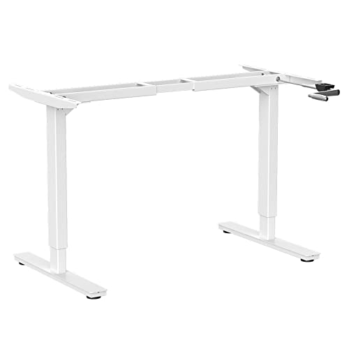 Desktopia Budget Höhenverstellbarer Schreibtisch | Per Kurbel verstellbares Tischgestell | Breite verstellbar für alle gängigen Tischplatten (Weiß, Ohne Tischplatte) von Ergotopia