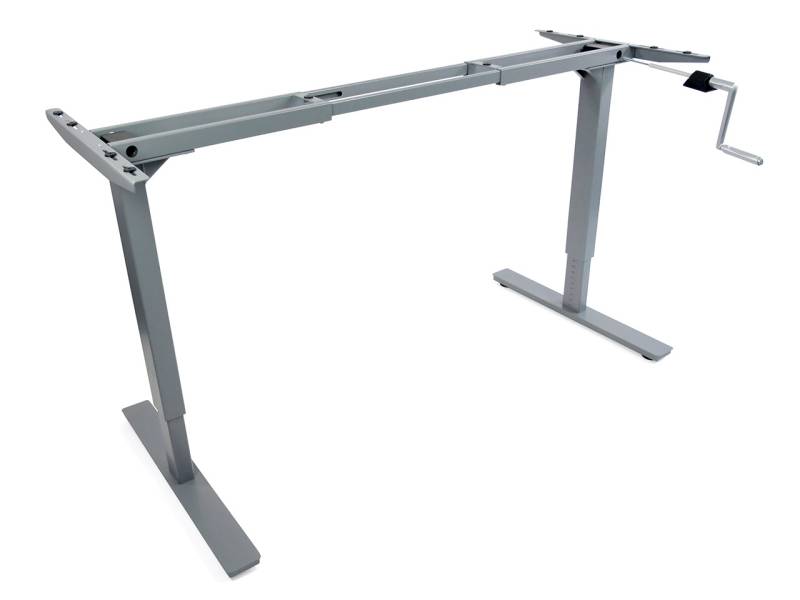 Desktopia Budget - höhenverstellbarer Schreibtisch mit Höhenverstellung per Kurbel (ohne Tischplatte, Gestell Grau) von Ergotopia