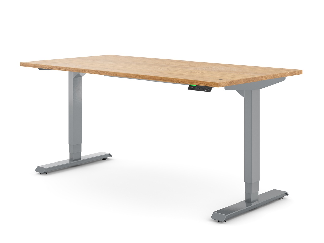 Desktopia Pro X - Elektrisch höhenverstellbarer Schreibtisch / Ergonomischer Tisch mit Memory-Funktion, 7 Jahre Garantie - (Eiche Echtholz, 160x80 cm, Gestell Grau) von Ergotopia