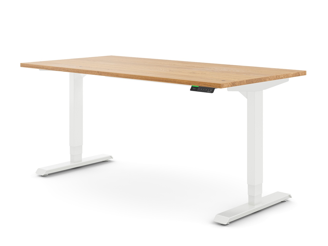 Desktopia Pro X - Elektrisch höhenverstellbarer Schreibtisch / Ergonomischer Tisch mit Memory-Funktion, 7 Jahre Garantie - (Eiche Echtholz, 160x80 cm, Gestell Weiß) von Ergotopia