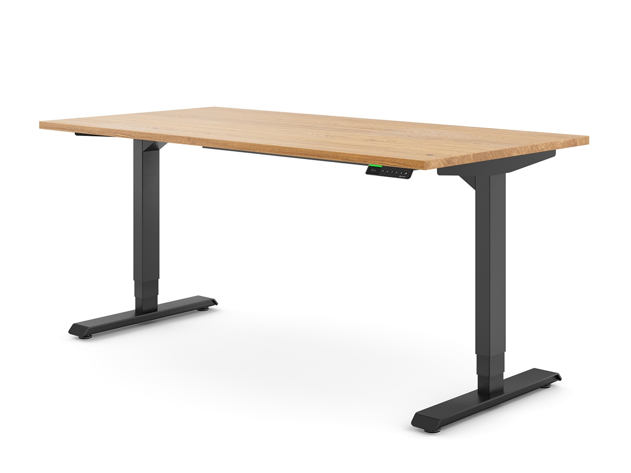 Desktopia Pro X - Elektrisch höhenverstellbarer Schreibtisch / Ergonomischer Tisch mit Memory-Funktion, 7 Jahre Garantie - (Eiche Echtholz, 180x80 cm, Gestell Schwarz) von Ergotopia