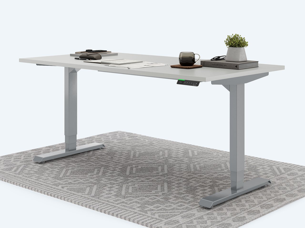 Desktopia Pro X - Elektrisch höhenverstellbarer Schreibtisch / Ergonomischer Tisch mit Memory-Funktion, 7 Jahre Garantie - (Grau, 120x80 cm, Gestell Grau) von Ergotopia