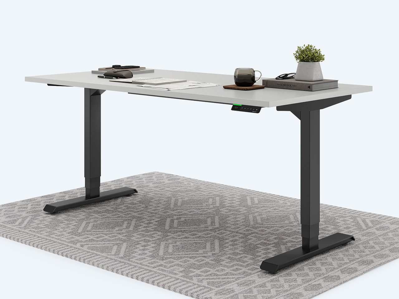 Desktopia Pro X - Elektrisch höhenverstellbarer Schreibtisch / Ergonomischer Tisch mit Memory-Funktion, 7 Jahre Garantie - (Grau, 120x80 cm, Gestell Schwarz) von Ergotopia