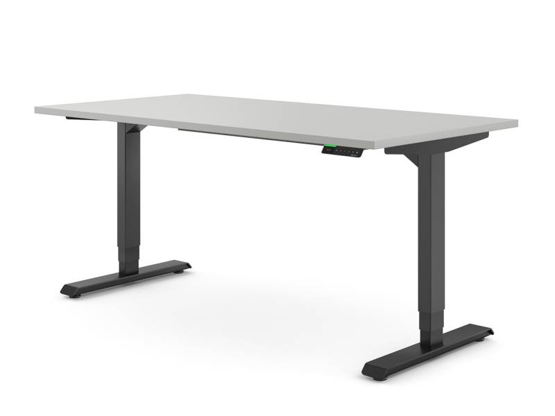 Desktopia Pro X - Elektrisch höhenverstellbarer Schreibtisch / Ergonomischer Tisch mit Memory-Funktion, 7 Jahre Garantie - (Grau, 160x80 cm, Gestell Schwarz) von Ergotopia