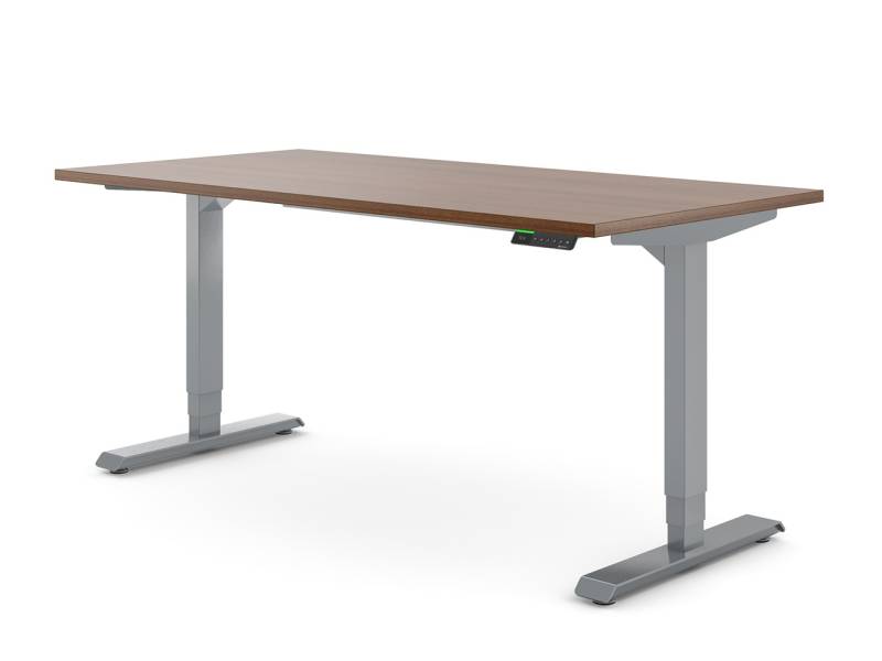 Desktopia Pro X - Elektrisch höhenverstellbarer Schreibtisch / Ergonomischer Tisch mit Memory-Funktion, 7 Jahre Garantie - (Nussbaum, 120x80 cm, Gestell Grau) von Ergotopia