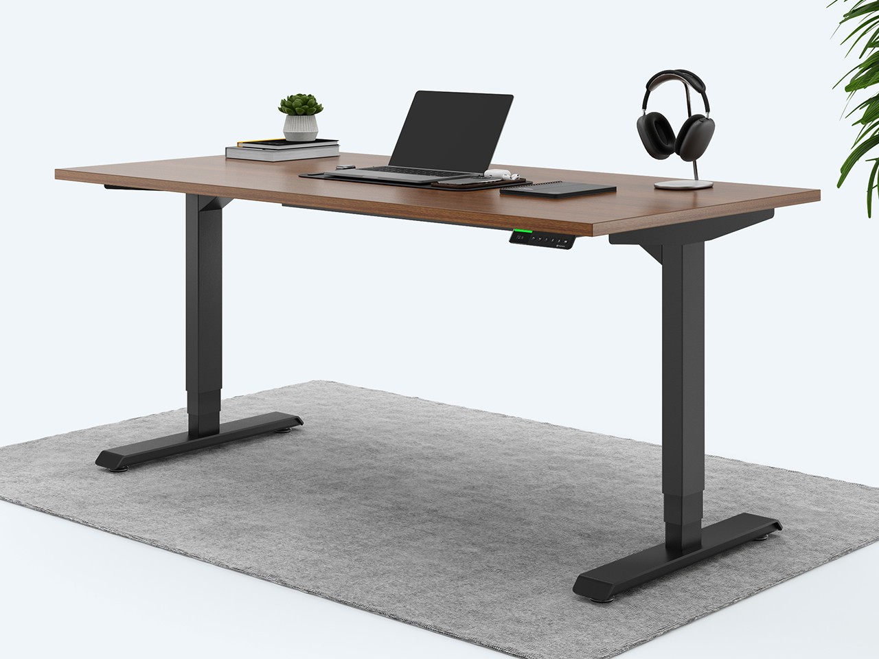 Desktopia Pro X - Elektrisch höhenverstellbarer Schreibtisch / Ergonomischer Tisch mit Memory-Funktion, 7 Jahre Garantie - (Nussbaum, 120x80 cm, Gestell Schwarz) von Ergotopia