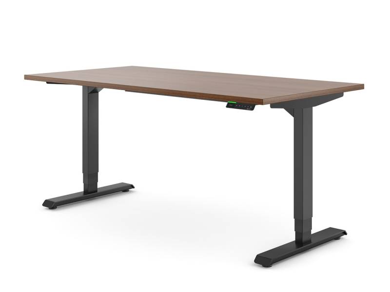 Desktopia Pro X - Elektrisch höhenverstellbarer Schreibtisch / Ergonomischer Tisch mit Memory-Funktion, 7 Jahre Garantie - (Nussbaum, 120x80 cm, Gestell Schwarz) von Ergotopia