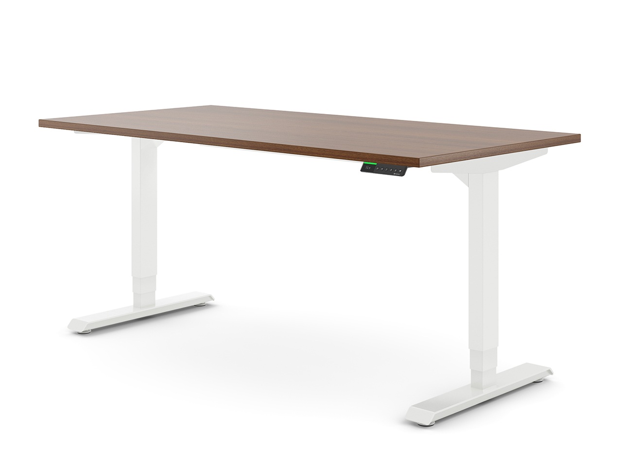 Desktopia Pro X - Elektrisch höhenverstellbarer Schreibtisch / Ergonomischer Tisch mit Memory-Funktion, 7 Jahre Garantie - (Nussbaum, 120x80 cm, Gestell Weiß) von Ergotopia