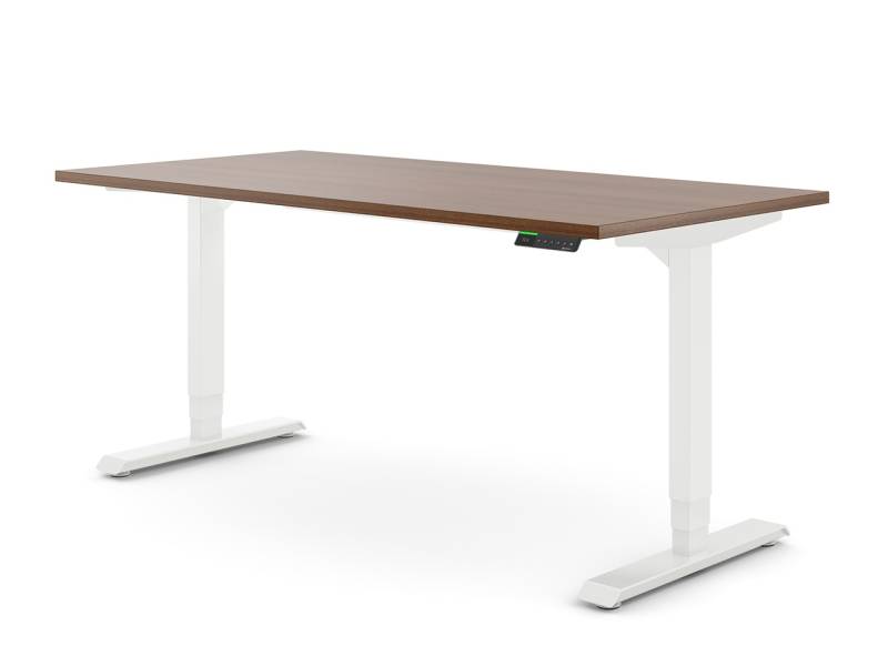 Desktopia Pro X - Elektrisch höhenverstellbarer Schreibtisch / Ergonomischer Tisch mit Memory-Funktion, 7 Jahre Garantie - (Nussbaum, 120x80 cm, Gestell Weiß) von Ergotopia