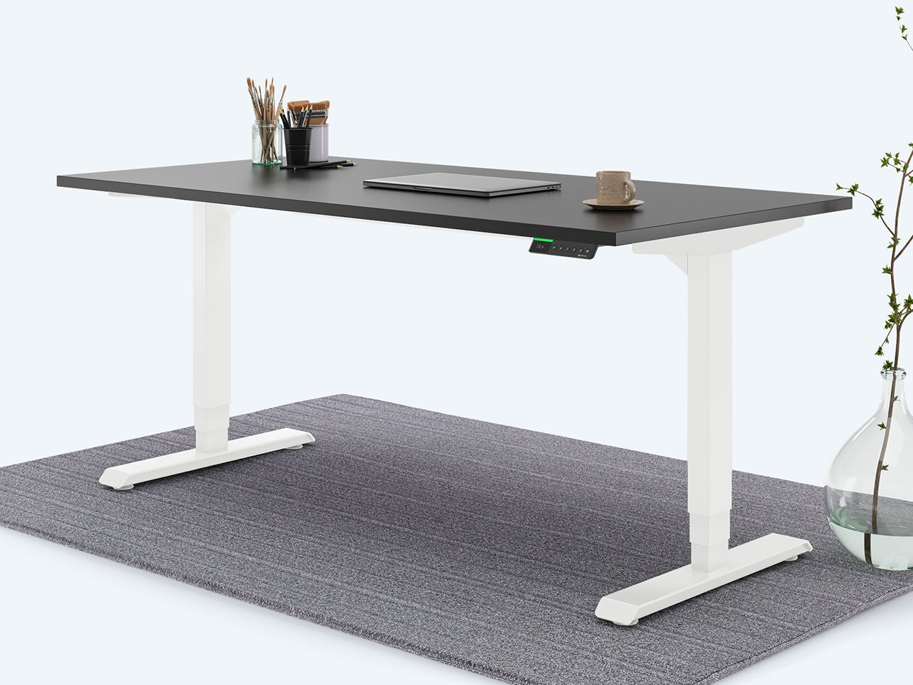 Desktopia Pro X - Elektrisch höhenverstellbarer Schreibtisch / Ergonomischer Tisch mit Memory-Funktion, 7 Jahre Garantie - (Schwarz, 120x80 cm, Gestell Weiß) von Ergotopia