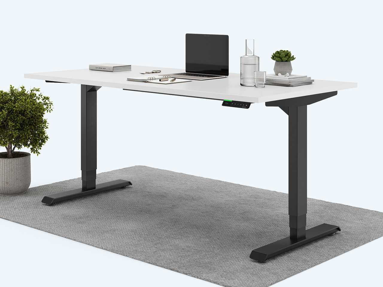 Desktopia Pro X - Elektrisch höhenverstellbarer Schreibtisch / Ergonomischer Tisch mit Memory-Funktion, 7 Jahre Garantie - (Weiß, 120x80 cm, Gestell Schwarz) von Ergotopia