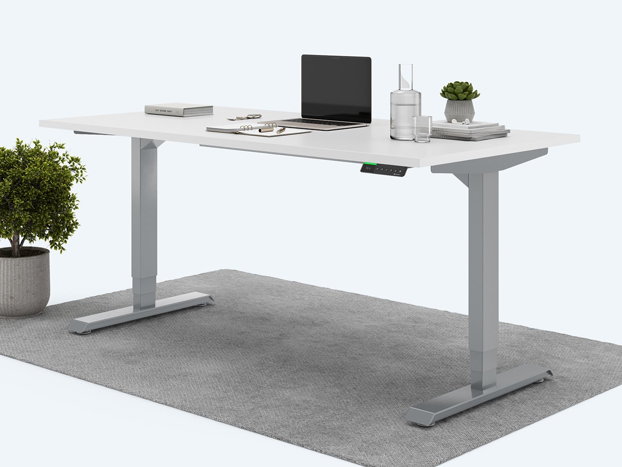 Desktopia Pro X - Elektrisch höhenverstellbarer Schreibtisch / Ergonomischer Tisch mit Memory-Funktion, 7 Jahre Garantie - (Weiß, 180x80 cm, Gestell Grau) von Ergotopia