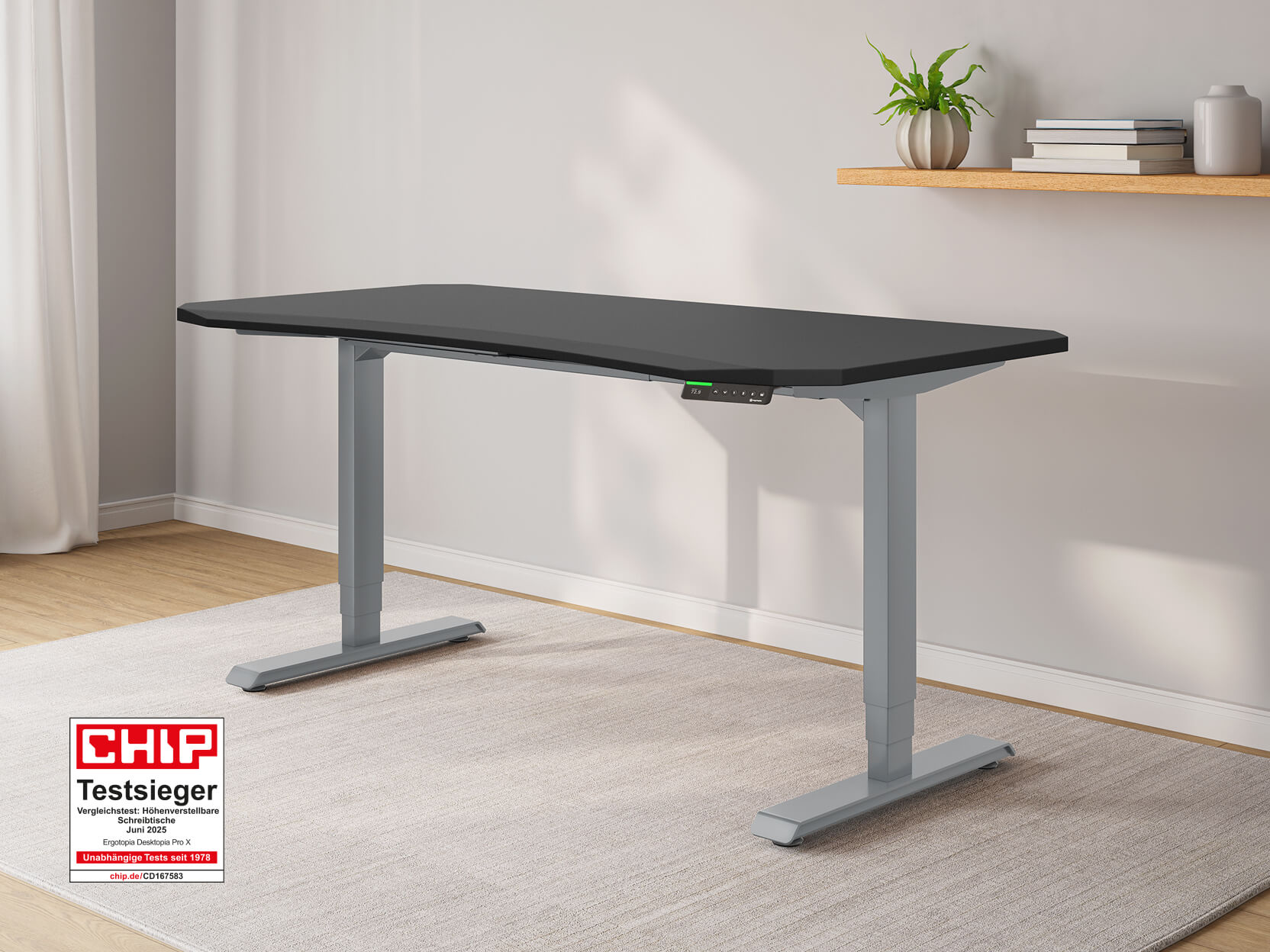 Desktopia Pro X - Elektrisch höhenverstellbarer Schreibtisch mit Memory-Display Desktopia Pro X - Elektrisch höhenverstellbarer Schreibtisch mit Memory-Display von Ergotopia