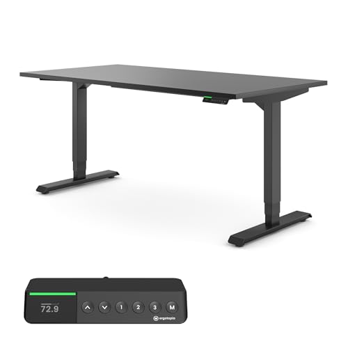 Ergotopia® Desktopia Pro X Elektrisch höhenverstellbarer Schreibtisch 7 Jahre Garantie Ergonomischer Stehtisch mit 9 Speicherplätzen (Schwarz, Gestell Schwarz, 120 x 80 cm) von Ergotopia