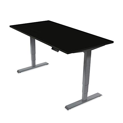 Ergotopia® Elektrisch höhenverstellbarer Schreibtisch | 5 Jahre Garantie | Ergonomischer Steh-Sitz Tisch mit Memory Funktion | Beugt Rückenschmerzen vor (120x80, Schwarz, G) von Ergotopia