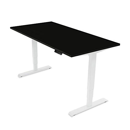 Ergotopia® Elektrisch höhenverstellbarer Schreibtisch | 5 Jahre Garantie | Ergonomischer Steh-Sitz Tisch mit Memory Funktion | Beugt Rückenschmerzen vor & Macht produktiver (180x80, Schwarz, W) von Ergotopia