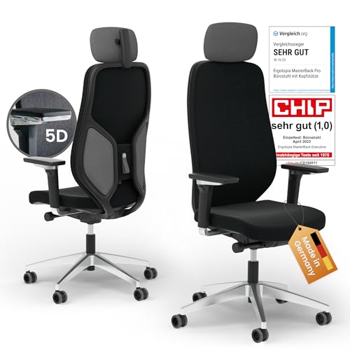 Ergotopia MasterBack Executive ergonomischer Bürostuhl [TESTSIEGER] – Schreibtischstuhl ergonomisch mit 3D-Neigungsmechanik & 5D-Armlehnen – Perfekt als Drehstuhl für Büro & Home Office von Ergotopia