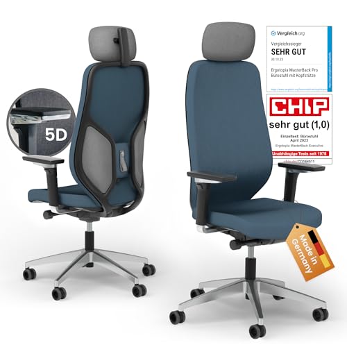 Ergotopia MasterBack Executive ergonomischer Bürostuhl [TESTSIEGER] – Schreibtischstuhl ergonomisch mit 3D-Neigungsmechanik & 5D-Armlehnen – Perfekt als Drehstuhl für Büro & Home Office von Ergotopia