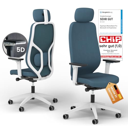 Ergotopia MasterBack Pro ergonomischer Bürostuhl [TESTSIEGER] – Schreibtischstuhl ergonomisch mit 3D-Neigungsmechanik & 5D-Armlehnen – Perfekt als Drehstuhl für Büro & Home Office von Ergotopia