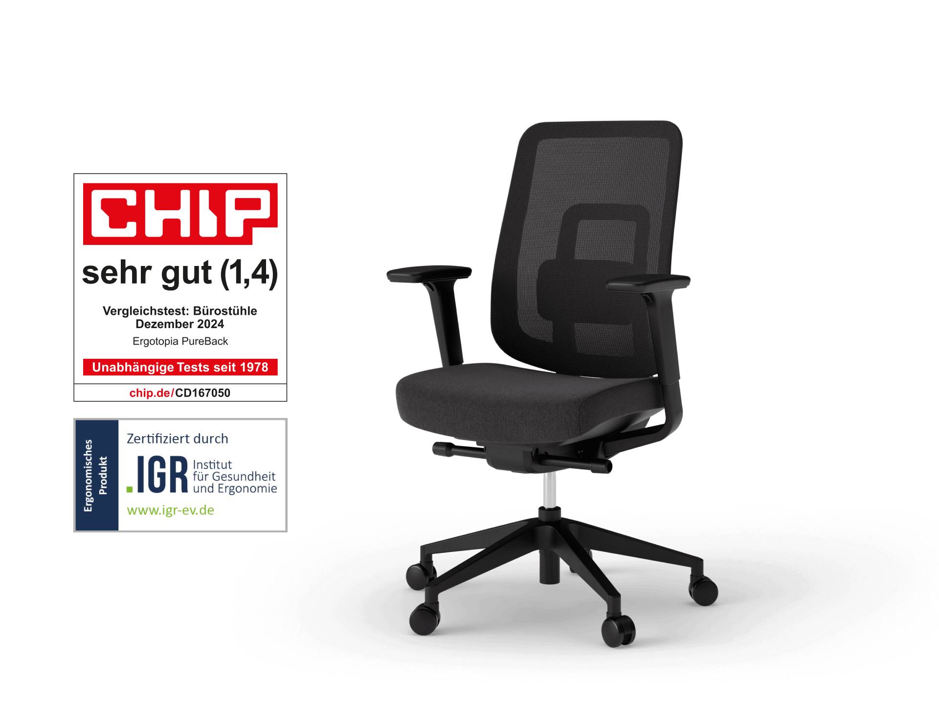 Ergotopia® PureBack ergonomischer Bürostuhl - Bequem und ergonomisch Sitzen zum Top-Preis von Ergotopia