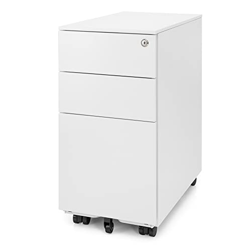 Ergotopia® Rollcontainer weiß - abschließbarer Bürocontainer für Schreibtisch 60x30x52 cm (HxBxT) - Büro Container mit 3 Schubladen - Schreibtischcontainer abschließbar von Ergotopia