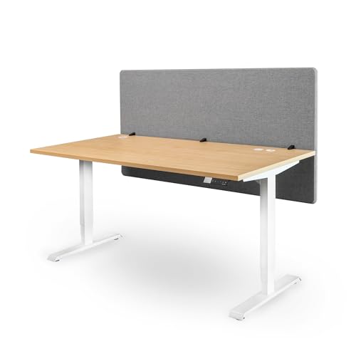 Ergotopia Akustik Trennwand Schreibtisch (120 x 80 x 2,8 cm), Verstellbarer Sichtschutz für Büro | Fokus Tischtrennwand in grau, Schallschutz Raumtrenner mit Klemmen, Schreibtisch Akustikwand von Ergotopia