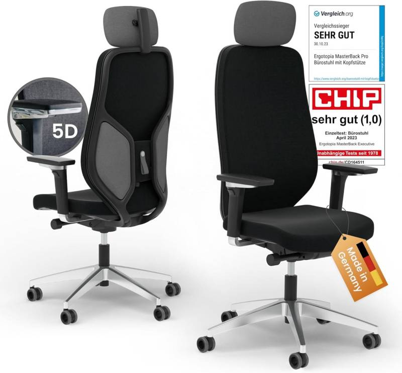 Ergotopia Bürostuhl MasterBack ergonomischer Schreibtischstuhl mit Kopfstütze (bereits montiert) Ergotopia Bürostuhl MasterBack ergonomischer Schreibtischstuhl mit Kopfstütze (bereits montiert) von Ergotopia