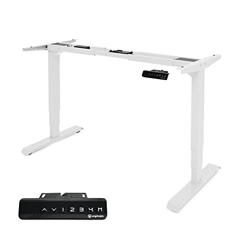 Ergotopia Desktopia Lite, höhenverstellbarer Schreibtisch, elektrisch höhenverstellbares Tischgestell mit Memory Funktion, Kollisionsschutz und 5 Jahren Garantie (White) von Ergotopia