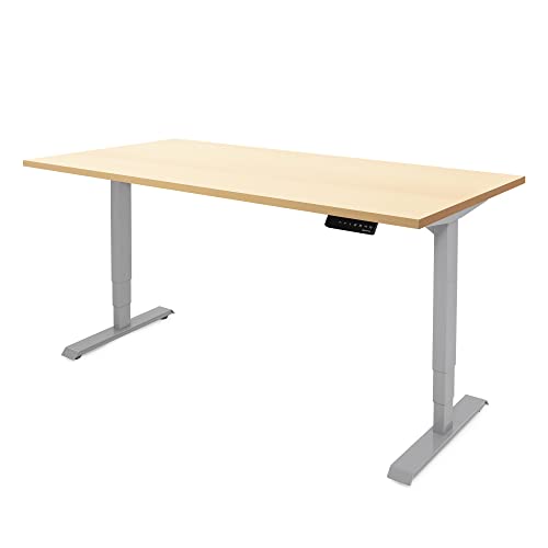 Ergotopia Desktopia Lite Elektrisch höhenverstellbarer Schreibtisch für Büro oder Home Office - 5 Jahre Garantie - ergonomischer Schreibtisch höhenverstellbar mit Ahorn Tischplatte (120 x 80 cm) von Ergotopia