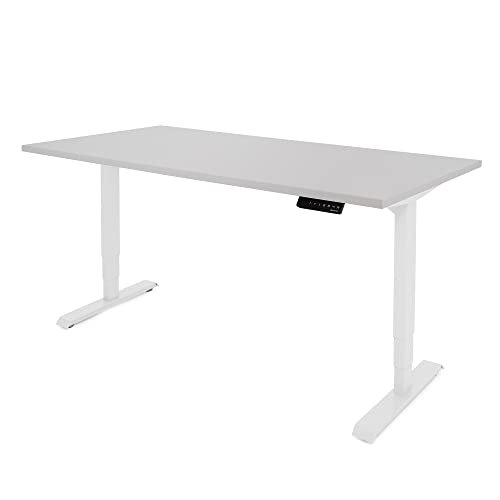 Ergotopia Desktopia Lite Elektrisch höhenverstellbarer Schreibtisch für Büro oder Home Office - 5 Jahre Garantie - ergonomischer Schreibtisch höhenverstellbar mit Grauer Tischplatte (160 x 80 cm) von Ergotopia