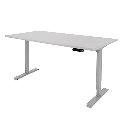 Ergotopia Desktopia Lite Elektrisch höhenverstellbarer Schreibtisch für Büro oder Home Office - 5 Jahre Garantie - ergonomischer Schreibtisch höhenverstellbar mit Grauer Tischplatte (160 x 80 cm) von Ergotopia