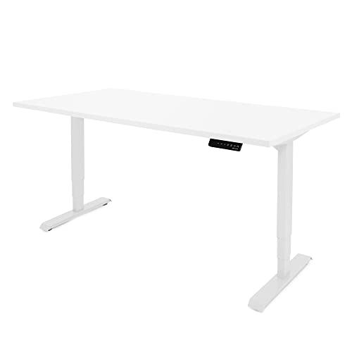 Ergotopia Desktopia Lite Elektrisch höhenverstellbarer Schreibtisch für Büro oder Home Office - 5 Jahre Garantie - ergonomischer Schreibtisch höhenverstellbar mit weißer Tischplatte (180 x 80 cm) von Ergotopia