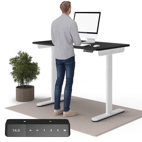 Ergotopia Desktopia One höhenverstellbarer Schreibtisch | elektrischer Schreibtisch höhenverstellbar | Bürotisch höhenverstellbar, Verstellbarer Tisch TÜV-geprüft, 7 Jahre Garantie 138x65 cm von Ergotopia