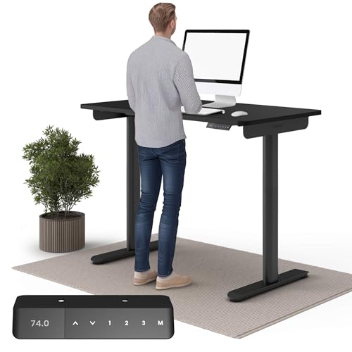 Ergotopia Desktopia One höhenverstellbarer Schreibtisch | elektrischer Schreibtisch höhenverstellbar | Bürotisch höhenverstellbar, Verstellbarer Tisch TÜV-geprüft, 7 Jahre Garantie 138x65 cm von Ergotopia
