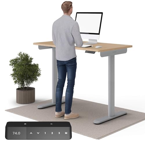 Ergotopia Desktopia One höhenverstellbarer Schreibtisch | elektrischer Schreibtisch höhenverstellbar | Bürotisch höhenverstellbar, Verstellbarer Tisch TÜV-geprüft, 7 Jahre Garantie 138x65 cm von Ergotopia