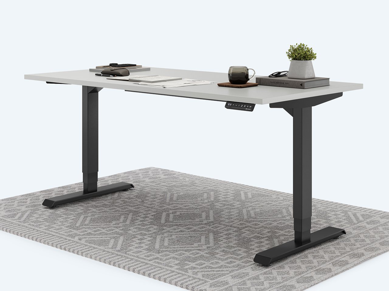 Ergotopia elektrisch höhenverstellbarer Schreibtisch / Ergonomischer Steh-Sitz Tisch mit Memory-Funktion (Grau, 120x80cm, Gestell Grau) von Ergotopia