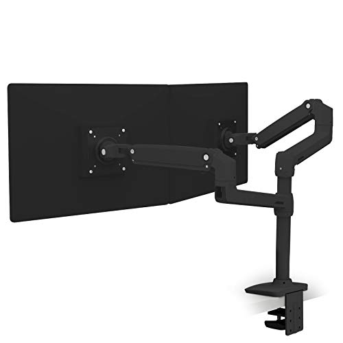 Ergotron LX Vertikal Stapelbarer Dual Monitorarm, VESA Schreibtischhalterung - für 2 Monitore bis 24 Zoll, je 7 bis 9,1 kg - schwarz matt von Ergotron