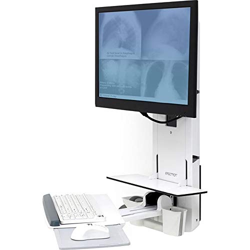 Ergotron StyleView Vertikaler Aufzug für Patientenzimmer - Wandhalterung für LCD-Display/Tastatur/Maus/Barcode-Scanner - Weiß - Bildschirmgröße: 61 cm (24 Zoll) von Ergotron